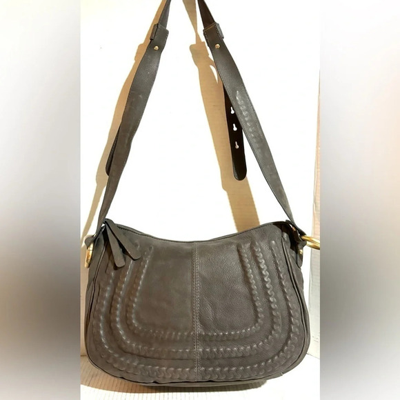 Stuart Weitzman gray leather  suede crossbody handbag - Picture 2 of 9